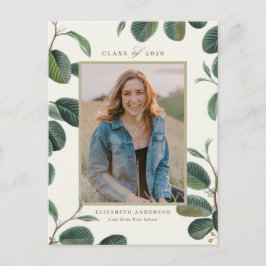 Vintage botanische bladeren Beige Foto Afstuderen Briefkaart