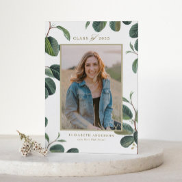 Vintage botanische bladeren Beige Foto Afstuderen Kaart