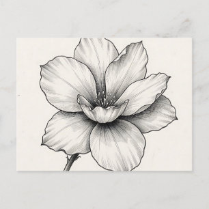 Vintage Botanische Bloem Inkschets Lijn Briefkaart