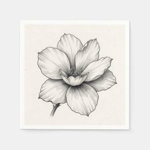 Vintage Botanische Bloem Inkschets Lijn Servet