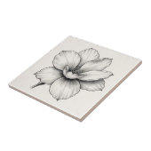 Vintage Botanische Bloem Inkschets Lijn Tegeltje (Zijkant)