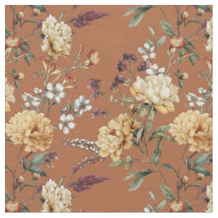 Vintage botanische bloemboeket exotische planten stof