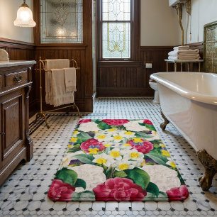 Vintage Botanische Bloemen Badmat