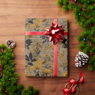 Vintage botanische bloemen handgeschreven achtergr cadeaupapier