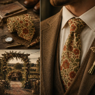 Vintage Botanische Bloemen Stropdas
