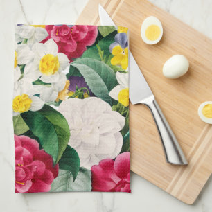 Vintage Botanische Bloemen Theedoek