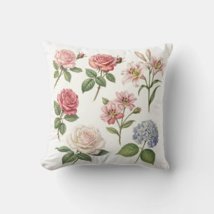 Vintage Botanische Bloemige Mengeling Decoratief Kussen