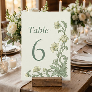 Vintage Botanische Bloemige Saliegroene Tafel Numm Kaart