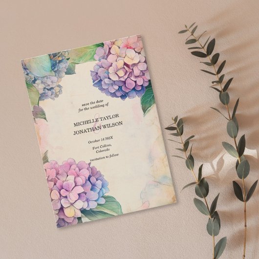 Vintage Botanische Bloemige Save the Date Kaart