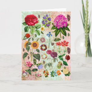 Vintage botanische bloemillustraties Natuur kunst Bedankkaart