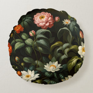 Vintage botanische bloemistuin stilleven rond kussen