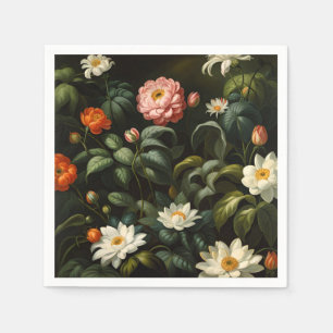 Vintage botanische bloemistuin stilleven servet