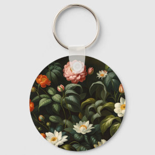 Vintage botanische bloemistuin stilleven sleutelhanger