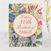 Vintage botanische bloemkoraal  kaart (Gele Bloem)