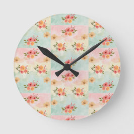 Vintage botanische bloempatroon decoratieve wand C Ronde Klok