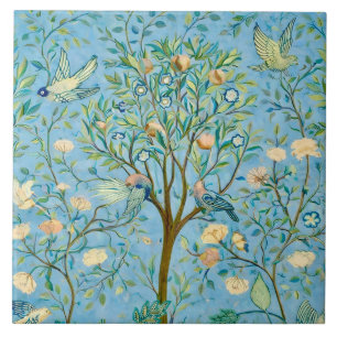 Vintage botanische boom des levens met vogels tegeltje