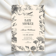 Vintage botanische chinoiserie bloemige baby showe