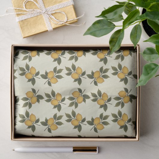 Vintage botanische citroen- en bladervouw papier (Geschenk)