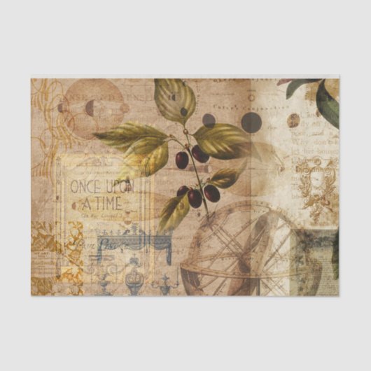 Vintage Botanische Collage Tissuepapier (Voorkant)