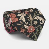 Vintage botanische donkere achtergrond stropdas (Opgerold)