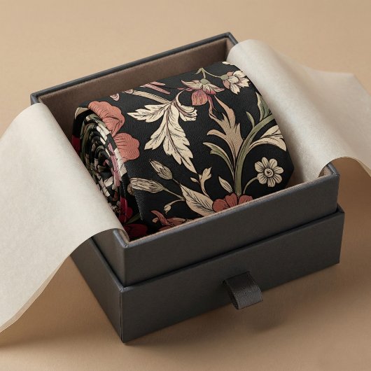Vintage botanische donkere achtergrond stropdas