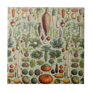 vintage botanische Franse moestuin groenten Tegeltje