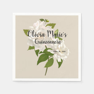 Vintage Botanische Gardenia Floral Quinceañera Servet