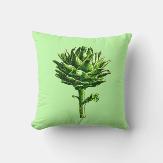 Vintage botanische illustratie, artisjok kussen (Voorkant)
