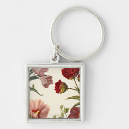 Vintage botanische illustratie van rode en roze  sleutelhanger