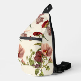 Vintage botanische illustratie van rode en roze  sling bag