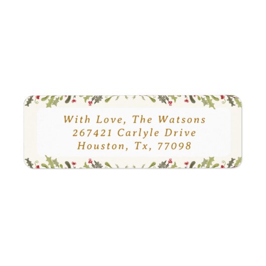 vintage botanische kerst retouradres etiket (Voorkant)