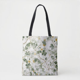 Vintage botanische klaver weide aquarel tote bag