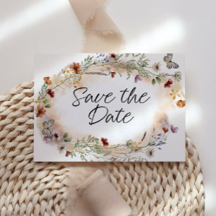 Vintage botanische kleine bloemige trendy save the date