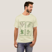Vintage botanische kruidentuin schets T-shirt (Voorkant volledig)