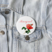 vintage botanische kunst rode rozen bloemen naam s ronde button 7,6 cm (In situ)