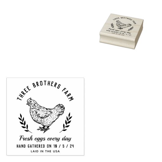 Vintage Botanische Landelijke Eierkartonnen Boerde Rubberstempel (Gestempeld)