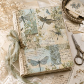 Vintage Botanische Libel Collage Decoupage Tissuepapier