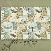 Vintage Botanische Libel Collage Decoupage Tissuepapier