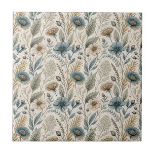 Vintage botanische madeliefje & wilde bloem bloeme tegeltje
