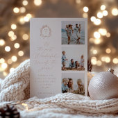 Vintage Botanische Monogram 3 Foto Folie Feestdagenkaart