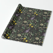 Vintage Botanische Nacht Cadeaupapier (Uitgerold)