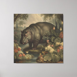 Vintage Botanische Nijlpaard  Canvas Afdruk
