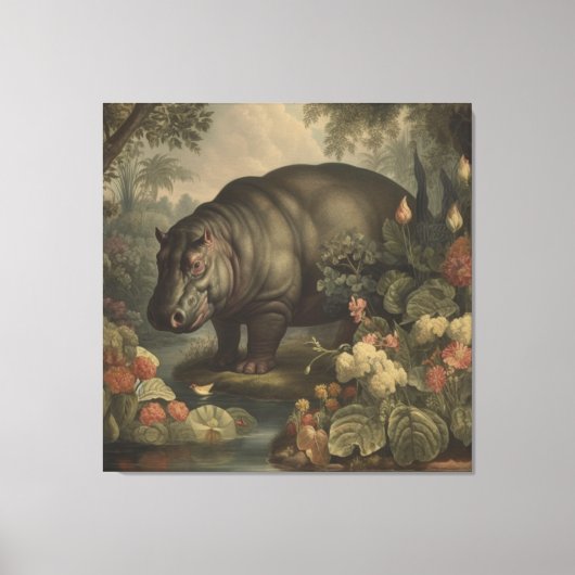 Vintage Botanische Nijlpaard  Canvas Afdruk (Voorkant)