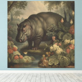 Vintage Botanische Nijlpaard  Canvas Afdruk (Insitu (Houten vloer))