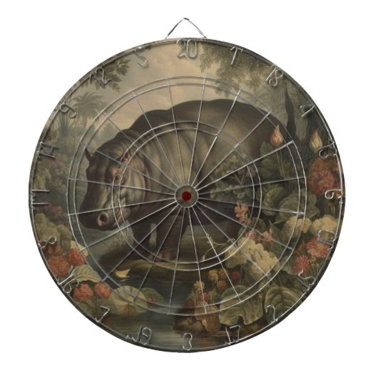 Vintage Botanische Nijlpaard  Dartbord (Voorkant)