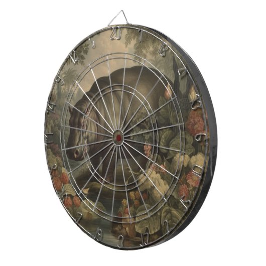 Vintage Botanische Nijlpaard  Dartbord (Voorkant Rechts)