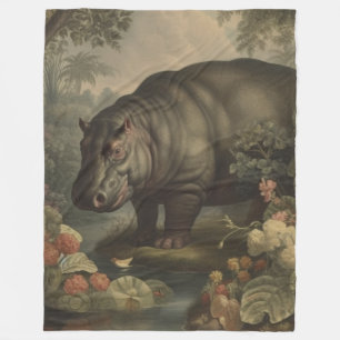 Vintage Botanische Nijlpaard Fleece Deken