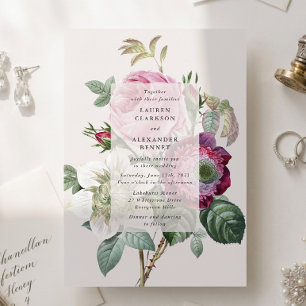 Vintage botanische off-white bloemige trouw kaart