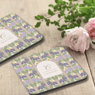 Vintage Botanische Onderzetters Set met Monogram