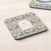 Vintage Botanische Onderzetters Set met Monogram (Linkerzijde)